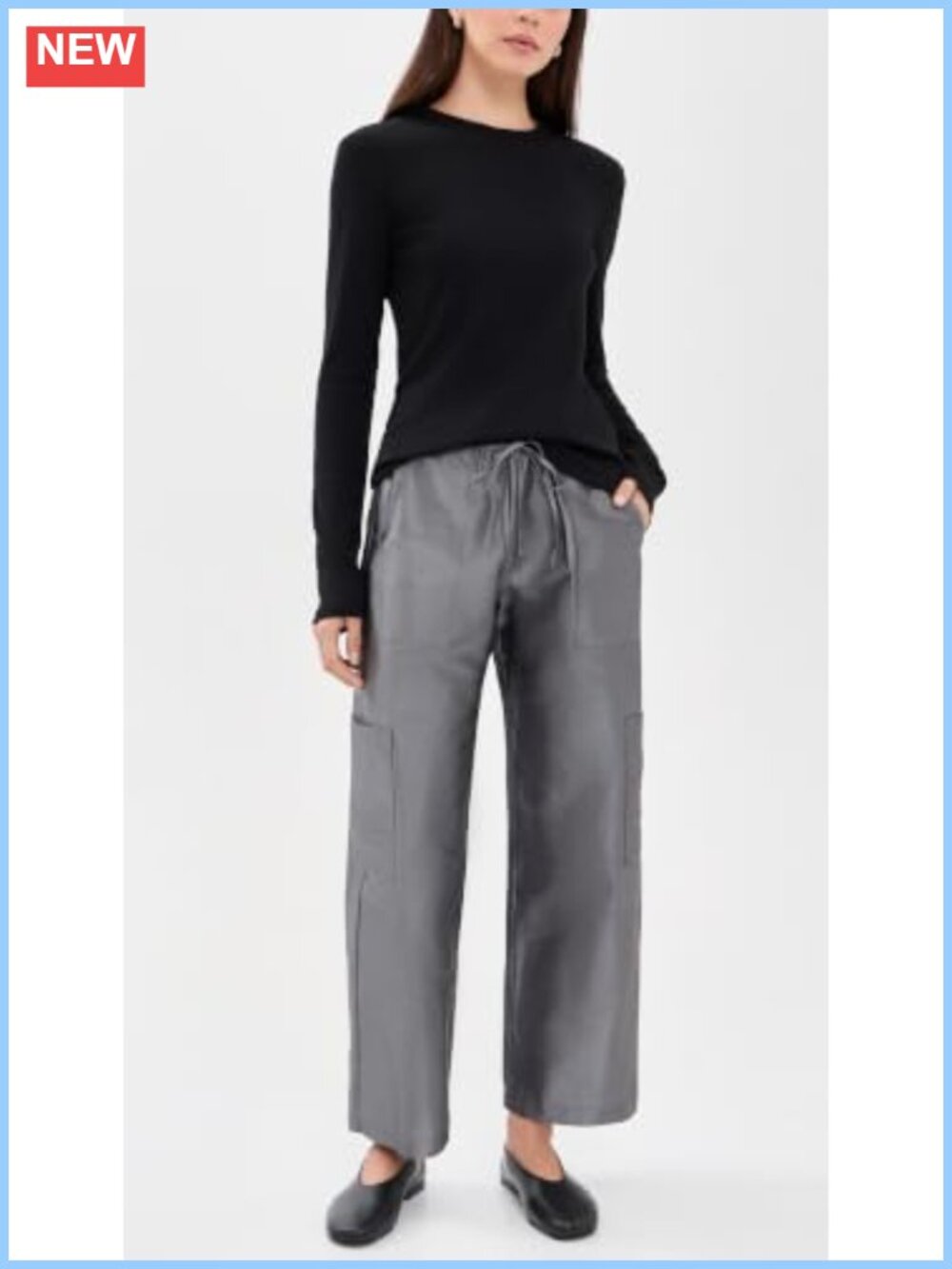High Rise Taffeta Drawstring Cargo Pants Loose Fit - Picture 4 of 5